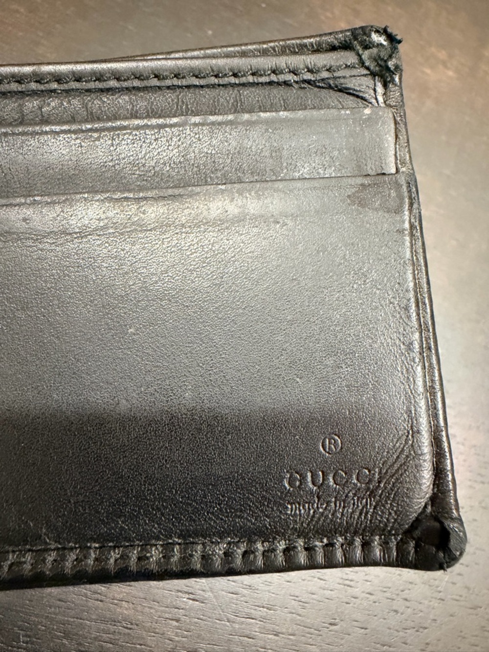 Gucci Black Embossed GG Leather Wallet with Green-Red Web Accent - Picture 5 of 5